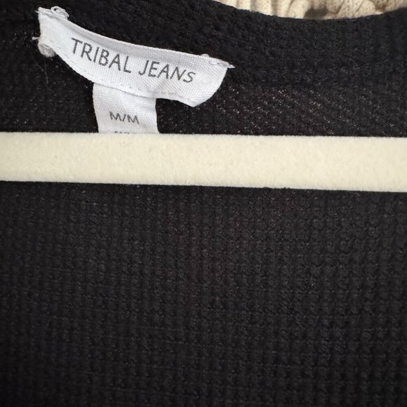 Tribal Jeans Black Waffle Knit Maxi Dress Medium GUC - Picture 5 of 7